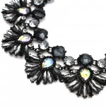 Black Handpainted Crystal Feather Aurora Necklace